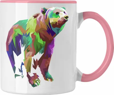 Produktbild von Trendation - Bär Poiygon Grafik Tasse Geschenk Bären Liebhaber (Rosa)