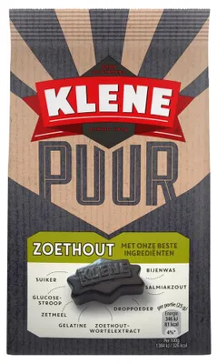 Produktbild von Klene Puur Zoethout Lakritz 180g – Natürlicher Lakritzgenuss ohne Zusätze