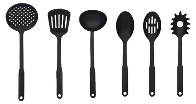 Produktbild von 6-teiliges Kochutensilien-Set, spülmaschinenfest, BPA-frei, hitzebeständig, antihaftbeschichtet, Spatel, Sieb, Löffel, Schlitzschaufel, Küchenhelfer