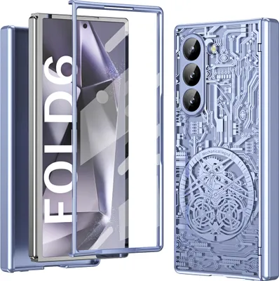 Obrázek produktu pro Pouzdro na Samsung Galaxy Z Fold 6 galvanizované pouzdro s ochranou pantu a průhledným krytem s fólií na displej Fialová