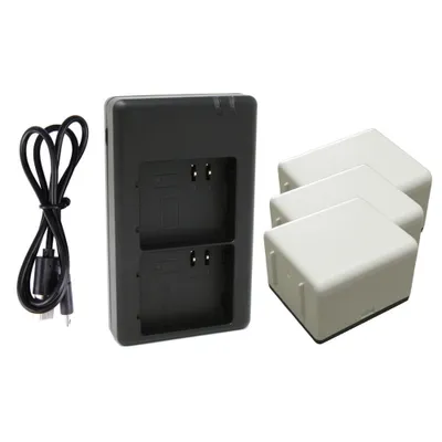 Produktbild von 2-fach Ladegerät + 3x Akku 4800mAh für Netgear Arlo Pro 3 / Ultra / Ultra + Kamera inkl. Micro-USB Kabel - ersetzt DU-A4, 308-10069-01 - Ladestation
