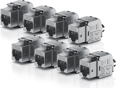 Produktbild von Primewire 8x Netzwerk-Adapter RJ-45 (Ethernet), Buchse zu Netzwerkkabel, CAT.6a Keystone Modul für LAN Kabel, RJ45 Buchse, feldkonfektionierbar