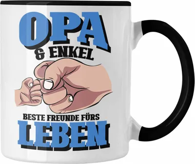 Produktbild von Trendation - Lustige Opa und Enkel Tasse Vatertag Spruch Geschenkidee für Opa von Enkel (Schwarz)