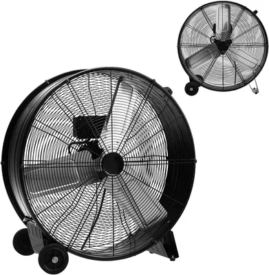 Produktbild von GOPLUS 350W Trommelventilator, Standventilator mit 3 Windgeschwindigkeiten 1100/1200/1300 CFM, Bodenventilator mit Griff & 2 Gummirädern für Garage & Werkstatt, Ø 65 cm