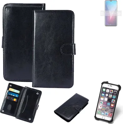 Produktbild von K-S-Trade 360° Hülle kompatibel mit Oukitel Y4800 schwarz Kunstleder Case BookCase WalletCase Kunstlederederhülle Handyhülle, Rundumschutz Bumper
