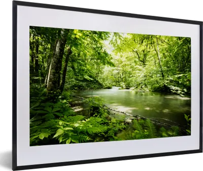 Produktbild von MuchoWow® MuchoWow® Gerahmtes Poster Wald - Baum - Wasser 60x40 cm - Poster mit zchwarzem Bilderrahmen - Schlafzimmer - Plakat in Rahmen - Drucken