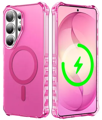 Produktbild von Magnetisch Hülle für Samsung Galaxy S26 Ultra, Kompatibel mit Magsafe, Wellenform Rahmen Matt Transluzente Stoßfeste Kratzfeste Handyhülle Rosa