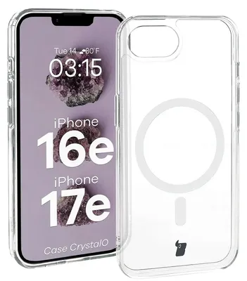 Produktbild von Bizon Case CrystalO Magnetische Ringhülle für iPhone 16e, Transparent