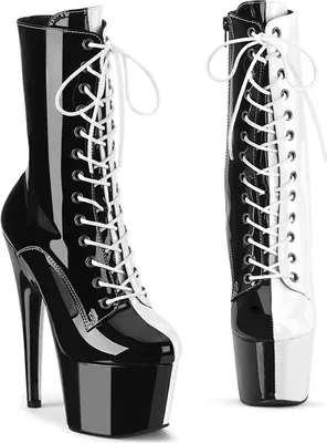 Produktbild von ADORE-1040TT Damen Booties von Pleaser, Schwarz Weiß , EU 41, US 11