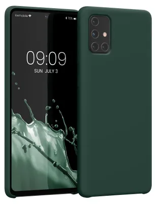 Produktbild von kwmobile Handyhülle für Samsung Galaxy A71 Hülle - Case Silikon - Kabelloses Laden - Schutzhülle Cover in Moosgrün