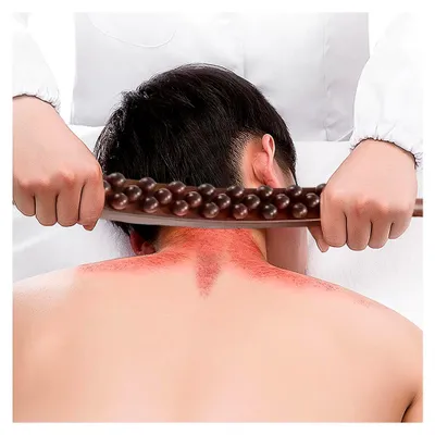 Produktbild von Gua Sha Therapie Stab mit 31 Massageperlen, Ganzkörper Faszienstab (54 cm)