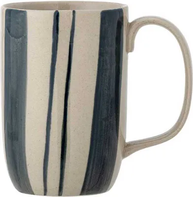 Produktbild von Bloomingville Becher ALLIUM Blau Streifen 450 ml Tasse Kaffeebecher Teebecher