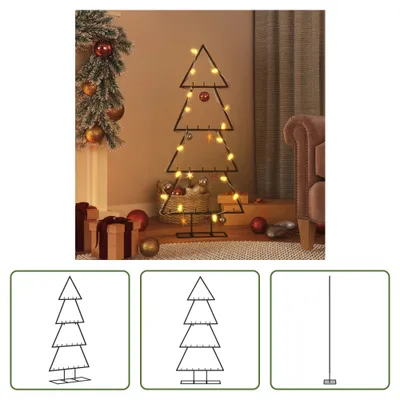 Image de The Living Store Sapin de Noël en métal pour décorations Noir 125 cm