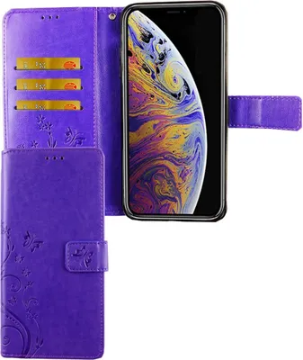 Produktbild von Apple iPhone XS Max Handy Hülle Schutz-Tasche Cover Flip-Case Kartenfach Violett