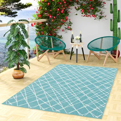 Produktbild von In- und Outdoor Teppich Beidseitig Cape Cod Streifen Mintgrün Creme, Größe:80x140 cm