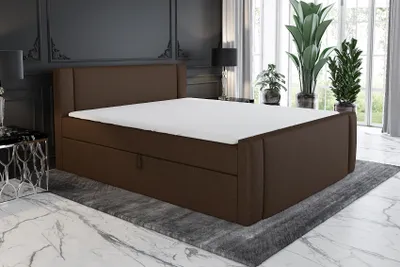 Produktbild von Boxspringbett UNO  120x200 mit 2 Bettkästen, Bonell-Matratze und Topper. Möbel vom Hersteller- Handarbeit!Bett Komplett-Set mit Matratze,Bettkasten & Kopfteil. Stoff SAVANA. Elegantes Bett mit massives Kopfteil.