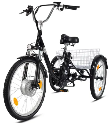 Produktbild von Draixcor M300 E-Citybike Elektro-Dreirad 24 Zoll, 250W Vorderradmotor, 540Wh Akku, bis 100 km, 35Nm, Shimano 7-Gang, Federgabel, Korb, Schwarz