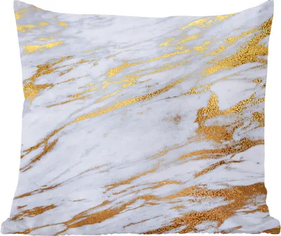Produktbild von MuchoWow® Zierkissen Sofakissen Wohnzimmer Dekokissen 40x40 cm Marmor - Gold - Weiß - Textur - Foto Kissen - Schlafzimmer Dekoration