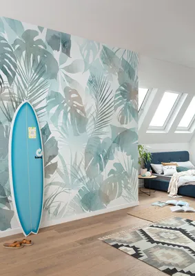 Productafbeelding van Digitale print, vliesbehang, fotobehang - Aqua Flora - Formaat 300 x 250 cm