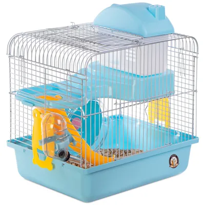 Immagine prodotto di gabbia per piccoli roditori, Furrever Friends Miku Homie M Blue, gabbia completa con casetta e ruota, colore blu
