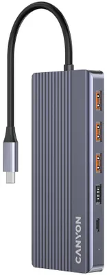 Image de Canyon HUB USB-13-en1 USB-C > 2xHDMI/1xDP/4xUSB/RJ45/SD/Audio