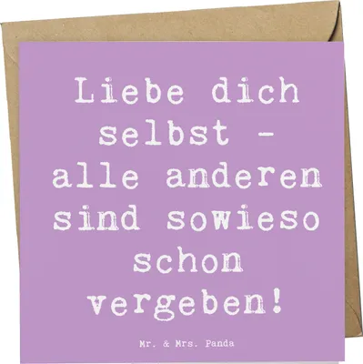 Produktbild von Mr. & Mrs. Panda doppelkarte Spruch Selbstakzeptanz Liebe - Lavendeltraum - Geschenk, Gefühl, Selbstmitgefühl, Mitgefühl, anlasskarte, faltkarte, Einzigartigkeit, Zitat