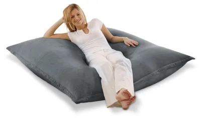 Productafbeelding van Smoothy XXL zitzak Classic met fluwelen hoes duifblauw 180 x 140 cm – reuzenzitzak voor binnen met afneembare en wasbare hoes