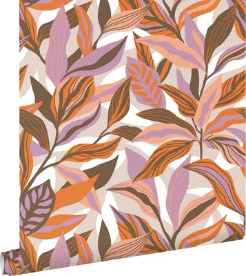 Immagine prodotto di ESTAhome carta da parati foglie tropicali arancione, viola e rosa 50 x 900 cm
