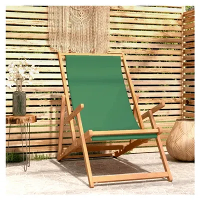 Produktbild von Klappbarer Strandkorb aus massivem Teakholz in Grün