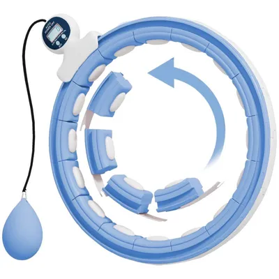 Produktbild von Smart Hula Hoop Reifen mit Gewicht & Zähler – Massage Fitness Hula Hoop 16 Glieder Verstellbar (76-113 cm) für , Hellblau