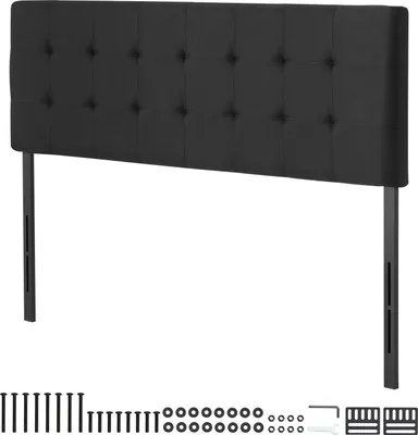 Image de SucceBuy Tête de lit pour lits queen-size avec fonction de réglage en hauteur (5 cm par marche), accessoire pour lits, convient pour les chambres à coucher, les hôtels, les chambres d'hôtes et les dortoirs, noir