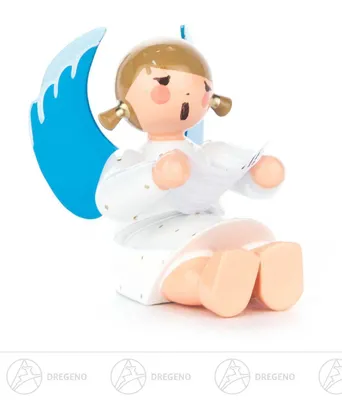 Produktbild von Engel mit Notenblatt sitzend  Höhe ca 4 cm NEU