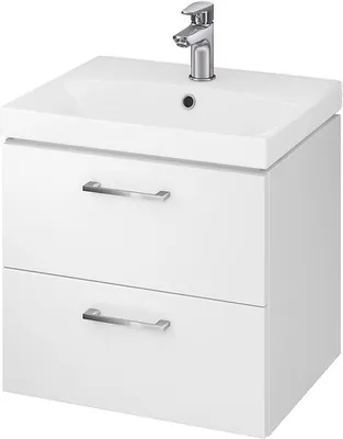 Productafbeelding van BADLAND Badmeubelset: Badkamerkast met keramisch wastafelblad, 2 lades, model LARA CITY 50, kleur wit