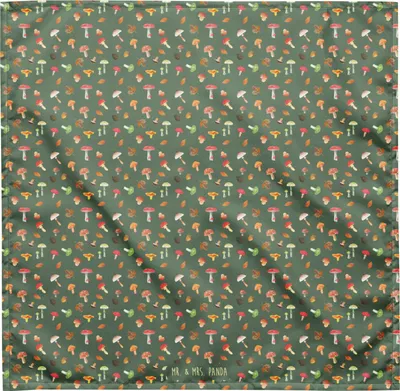 Produktbild von Mr. & Mrs. Panda Kopftuch Pilz Wald M - Grün - Geschenk, Schweißband, Dreieckstuch, Muster, Bandana, Pilze, Stirnband, Haarband, Laub, Halstuch