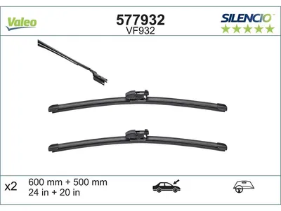 Produktbild von VALEO SILENCIO Scheibenwischer Wischblatt Vorne für LAND ROVER Range Rover Sport (L494) Rahmenlos