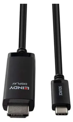 Productafbeelding van Lindy 43433, 1 meter, USB-C, HDMI, Mannelijk, Mannelijk, Directe verbinding