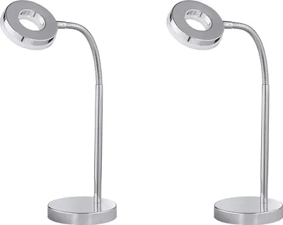 Produktbild von 2er SET moderne LED Schreibtischlampe mit Flexarm für Büro in Chrom Tischleuchte
