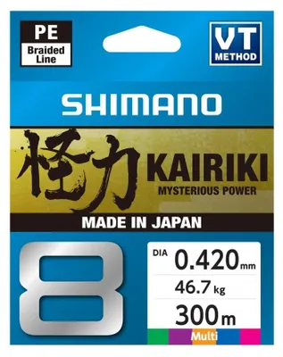 Produktbild von SHIMANO Kairiki 8, 300m, 0,42mm, 46.7kg / 80lbs, mehrfarbig, 8-fach Geflochtene Schnüre, 59WPLA68R2B