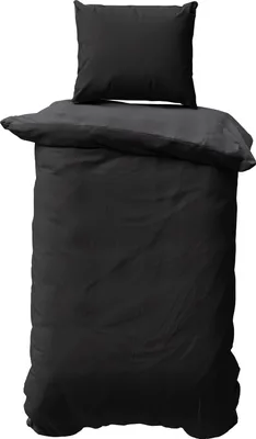 Produktbild von Seersucker Bettwäsche Uni Einfarbig Wende Doubleface Sommer Microfaser Garnitur, Größe:4 teilig 155x220 cm, Farbe:schwarz / anthrazit