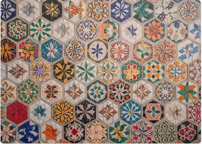 Produktbild von Blumenmosaik – Bodenschutzmatte – Rutschfest – Schutzmatte für Büro – Vinylmatte – Stuhlunterlage  – 140 x 100 cm