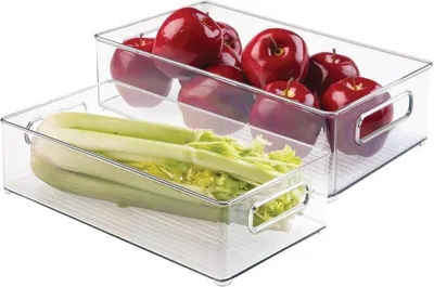 Produktbild von Kühlschrankbox Aufbewahrung mit Griffen 2er Set Kunststoff mDesign transparent