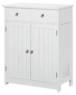 Produktbild von Badezimmerschrank mit 2 Tš¹ren, verstellbarem Einlegeboden und 2 Holzschubladen, 60 x 30 x 75 cm, Wei?