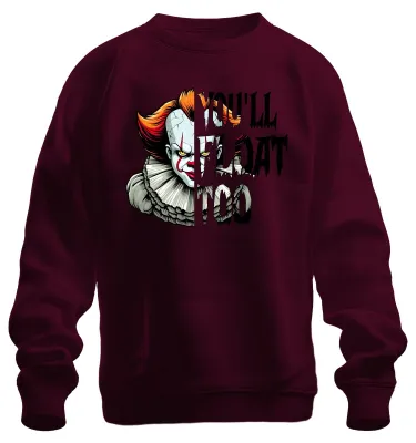 Immagine prodotto di Pennywise Horror Clown Grusel Halloween Retro Vintage Unheimlich Unisex Felpa Pullover, Borgogna, XXL