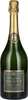 A bottle of Deutz Brut Classic Champagne.