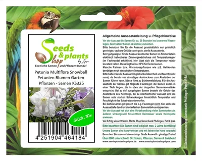 Zdjęcie produktu dla 30x Petunia Multiflora Snowball Petunia Kwiaty Rośliny Ogrodowe - Nasiona KS325