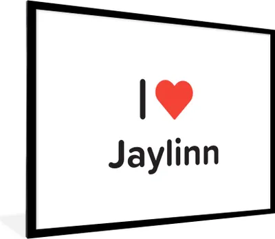 Produktbild von MuchoWow® Gerahmtes Poster Ich liebe - Jaylinn - Mädchen 80x60 cm - Poster mit Schwarzem Bilderrahmen Wandposter Rahmen Foto Bilder - Schlafzimmer-Dekorationen - Fotoposter