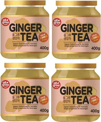Produktbild von 4er Pack ALLGROO Ingwer Tee (4x 400g) Zubereitung für Tee und Erfrischungsgetränke | Koreanischer Ginger Tea