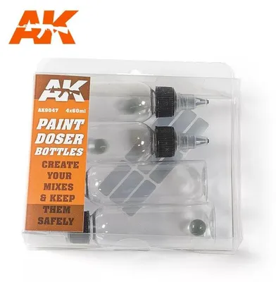 Imagen del producto de AK Interactive S.L. AK-9047: Botellas dosificadoras de pintura, 4 x 60 ml