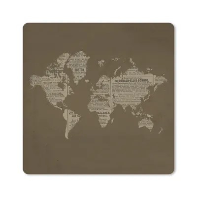 Produktbild von MuchoWow® Mauspad Mousepad Weltkarte - Zeitung - Braun 30x30 cm - Mousepads - Maus Mat - Pad - Mausunterlage - Gaming