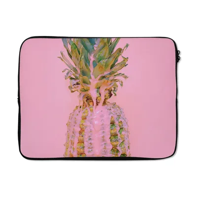 Produktbild von MuchoWow® Laptop Hülle 17 Zoll Laptoptasche Farbe - Ananas - Rosa - Sommer - Zipper - Schutzabdeckung